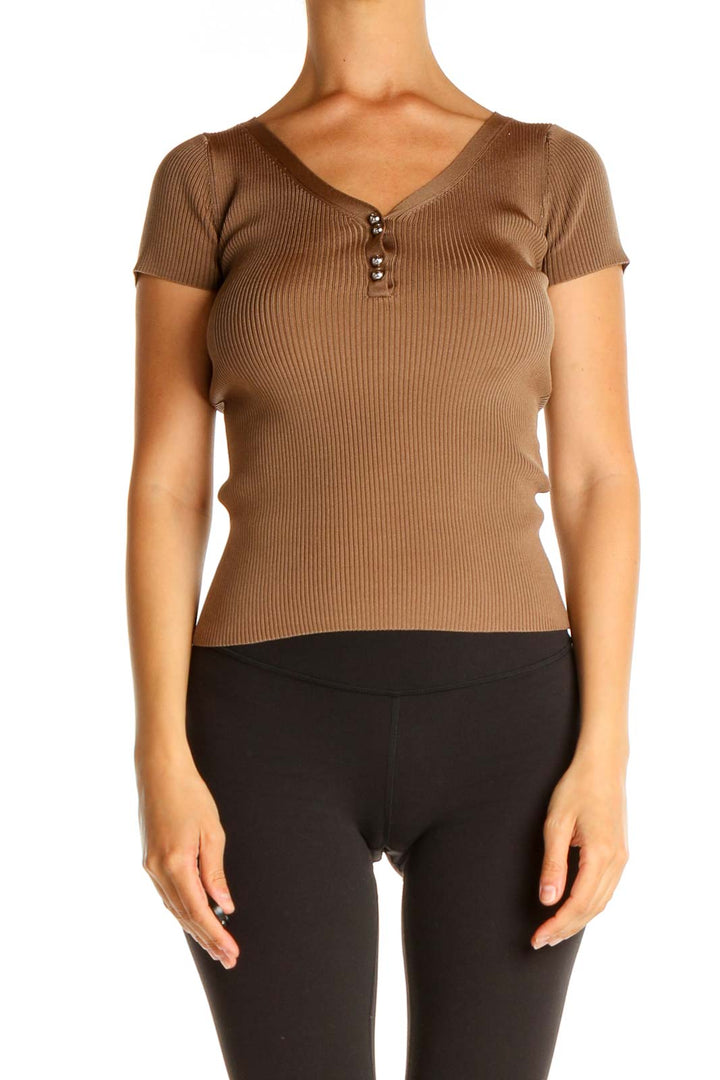 Brown Solid All Day Wear T-Shirt