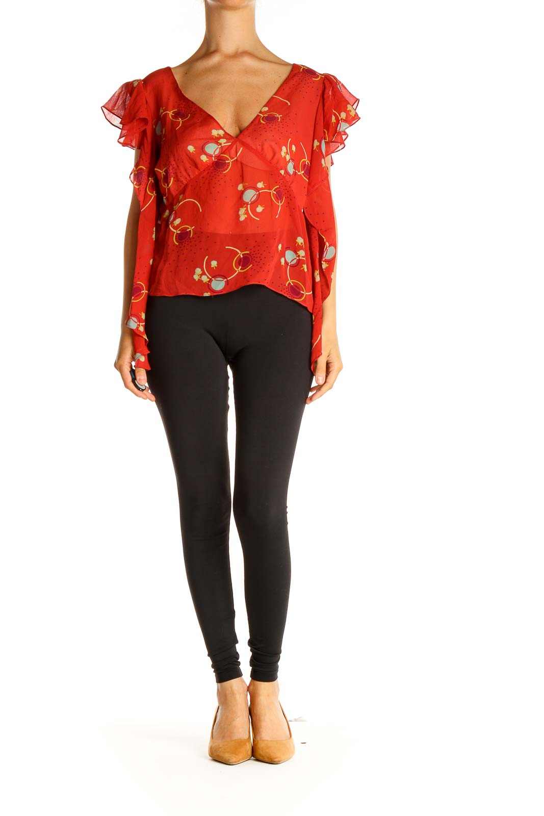 Red Floral Print Blouse