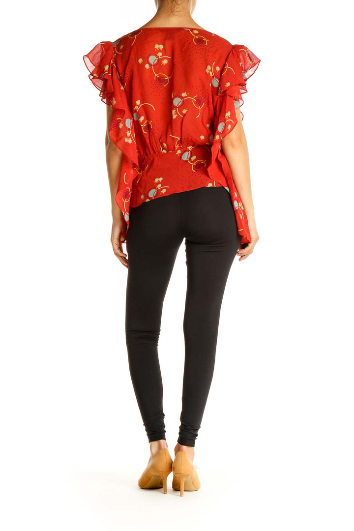 Red Floral Print Blouse