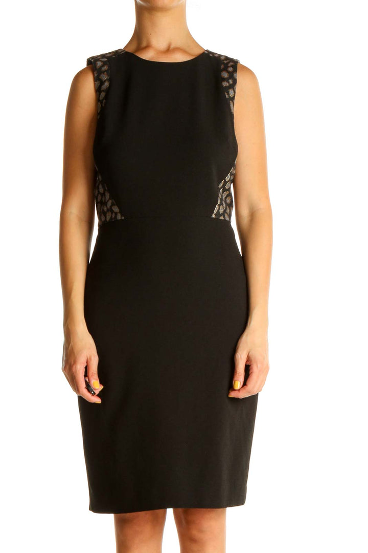 Black Solid Work Sheath Dress