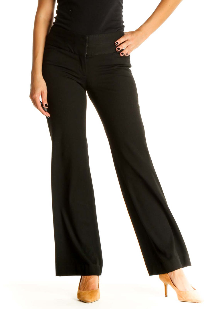 Black Solid Classic Trousers