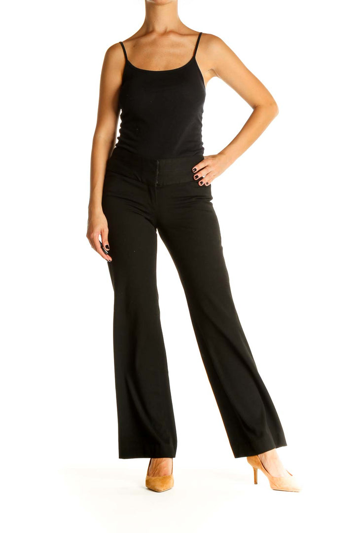 Black Solid Classic Trousers