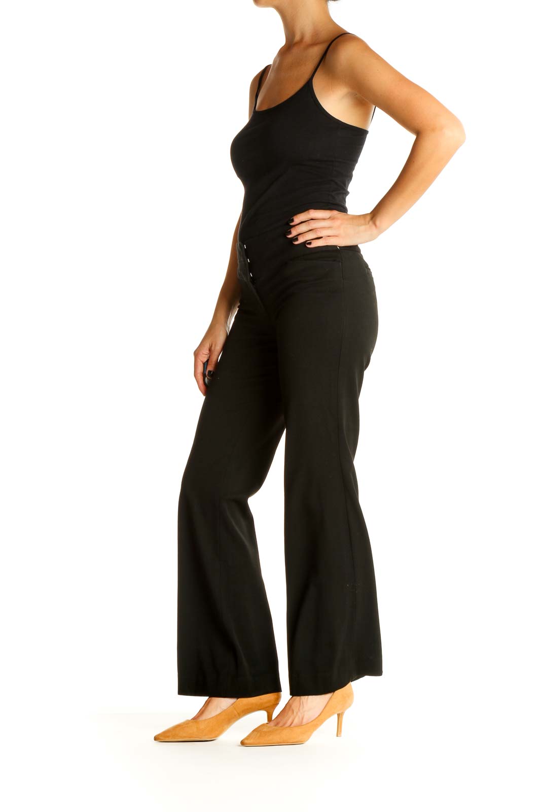 Black Solid Classic Trousers