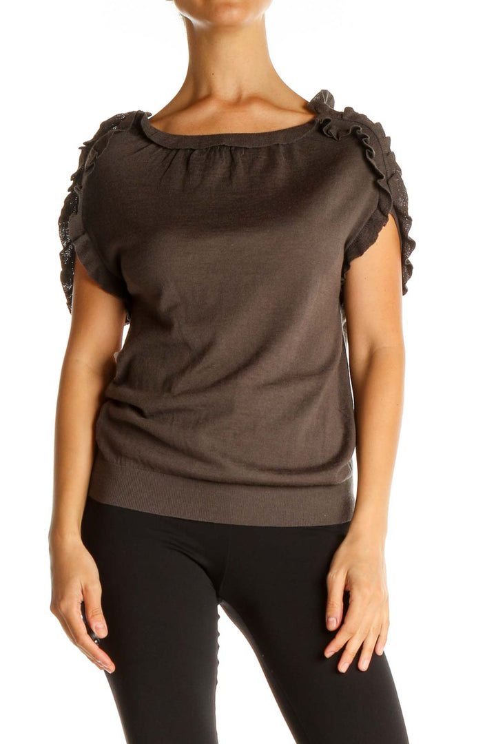 Brown Solid All Day Wear Blouse