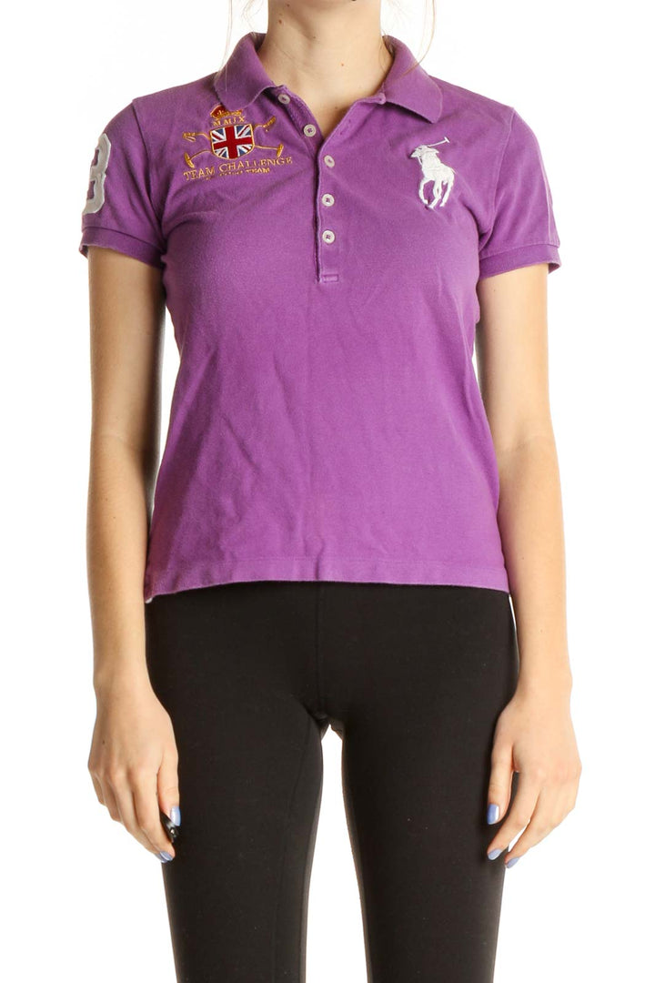 Purple Solid Formal Polo Shirt