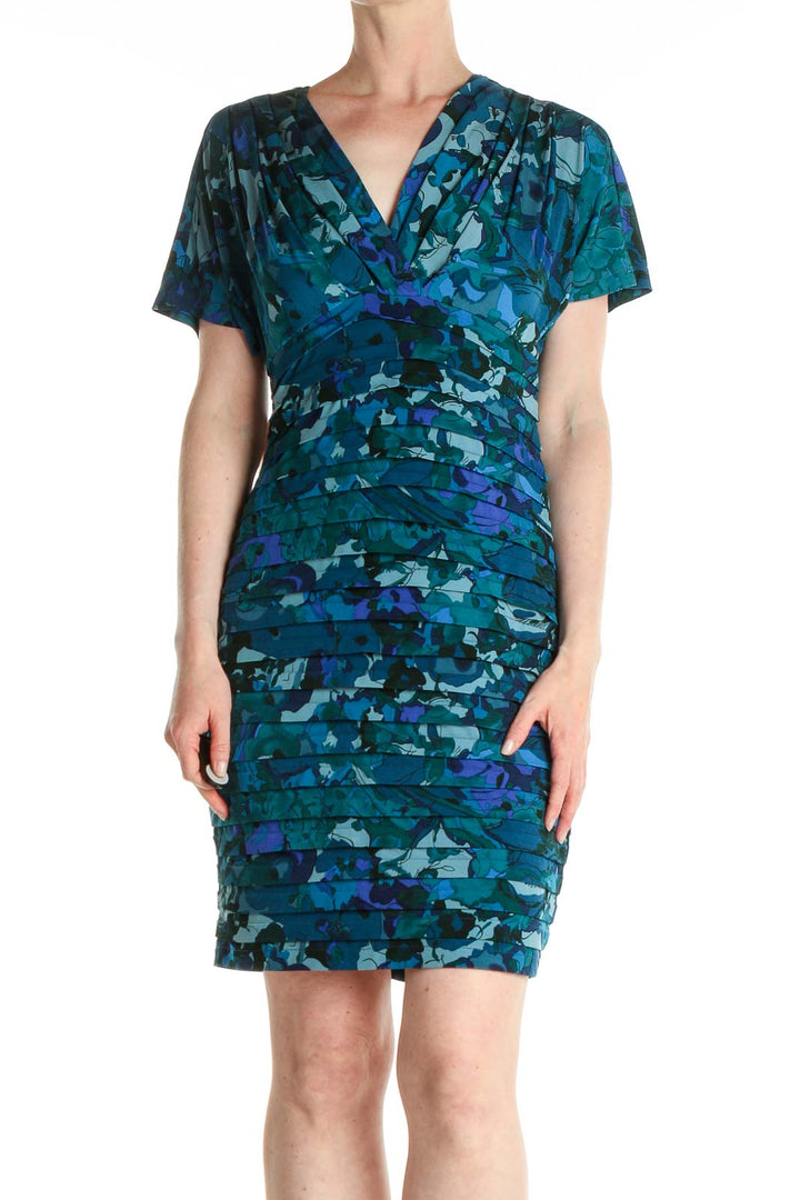 Green Floral Print Day Sheath Dress