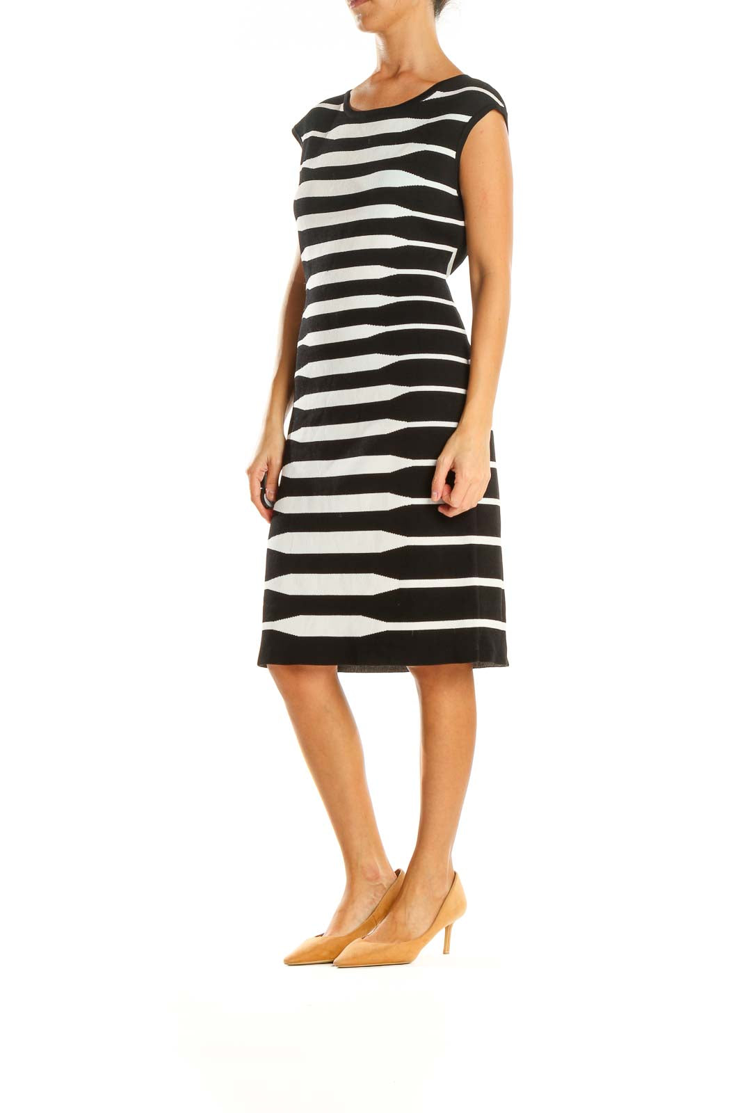 Black Striped Day Sheath Dress