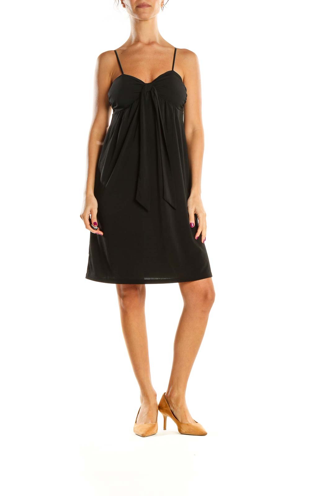 Black Solid Classic A-Line Dress