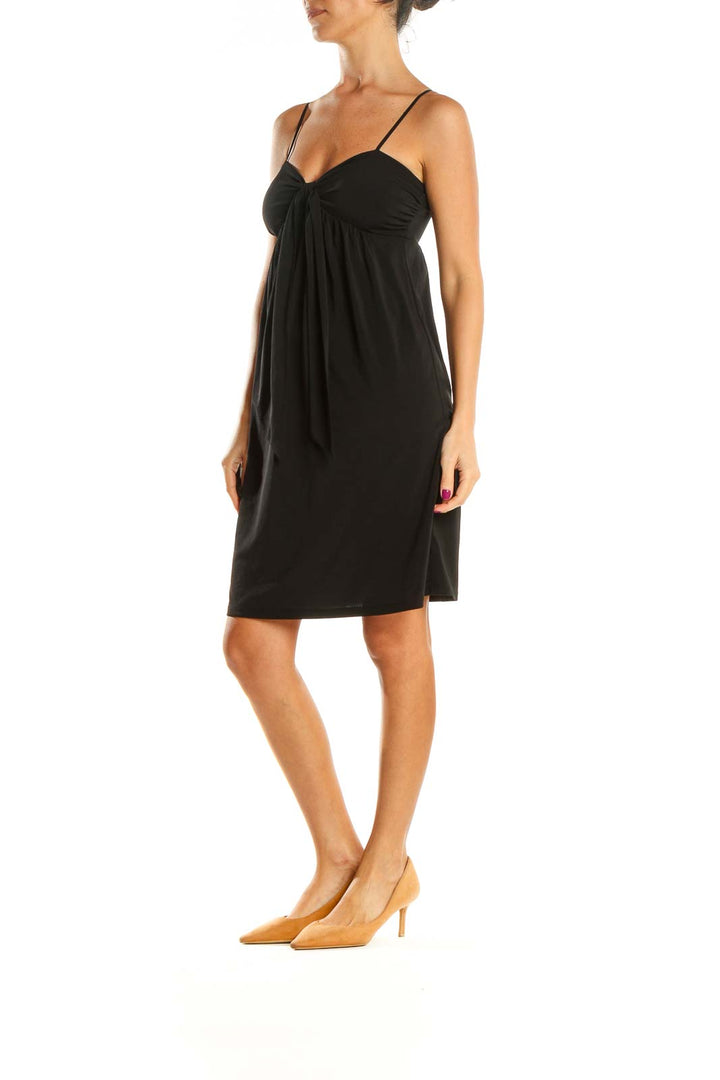 Black Solid Classic A-Line Dress