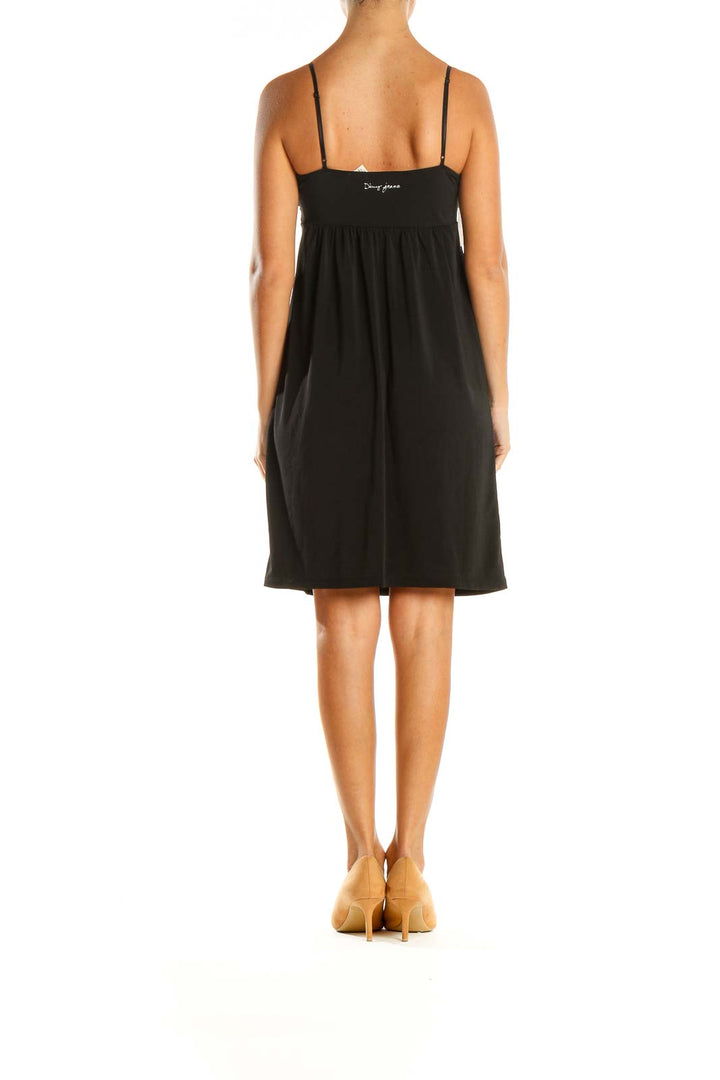 Black Solid Classic A-Line Dress