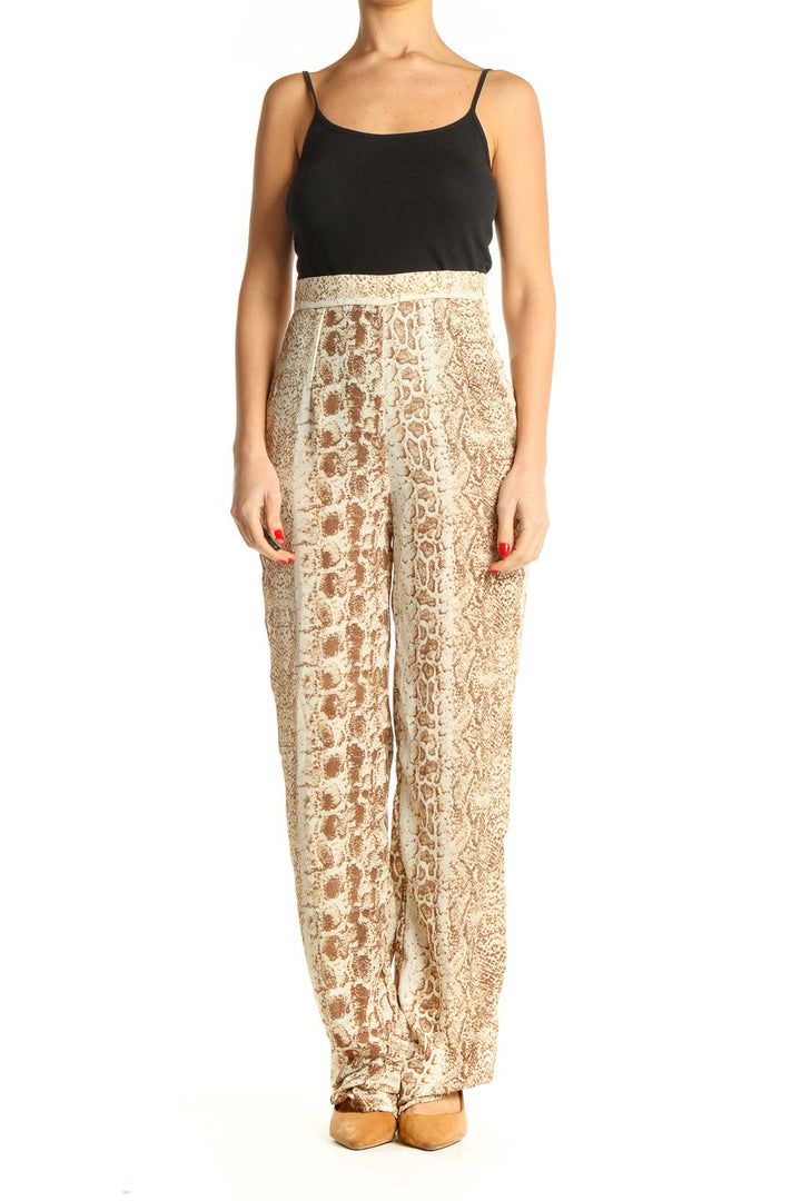 Beige Animal Print Pants