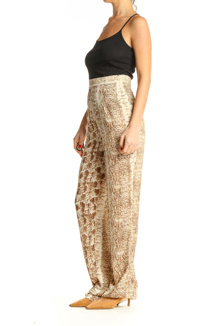 Beige Animal Print Pants