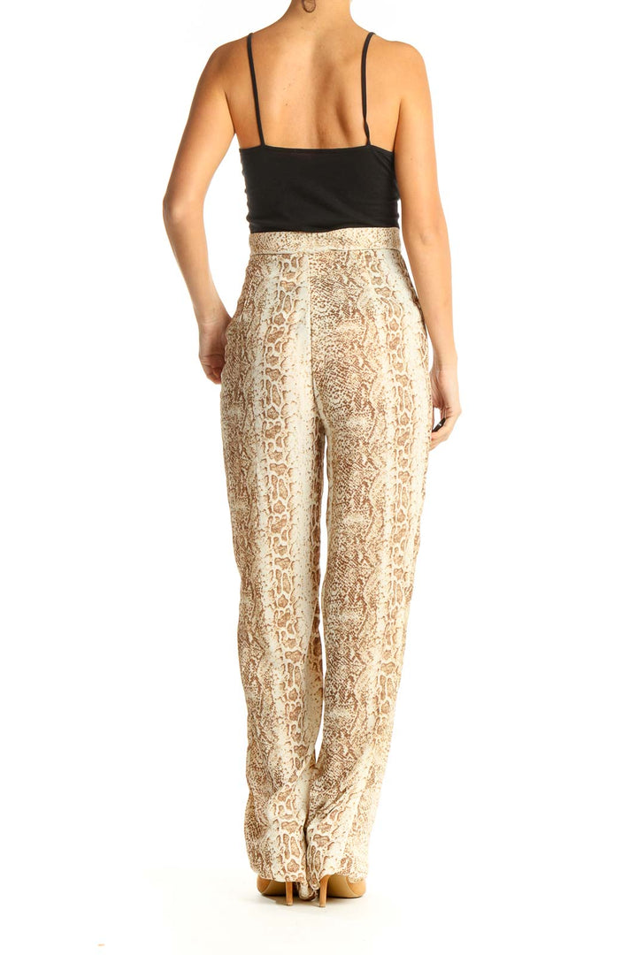 Beige Animal Print Pants