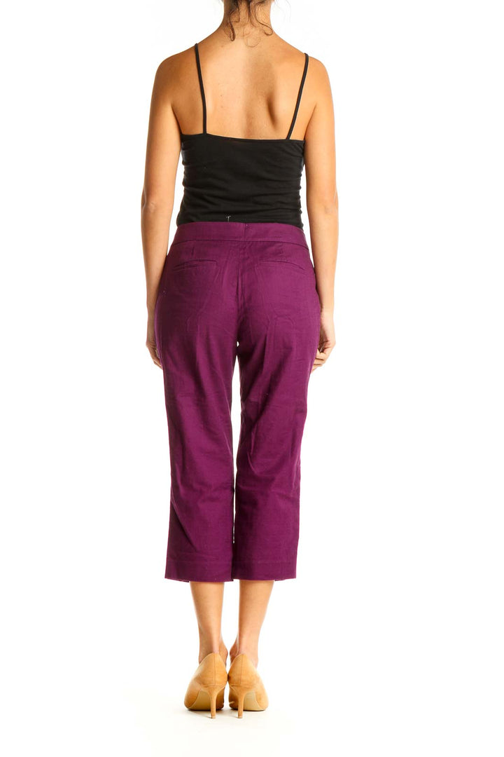 Purple Casual Cropped Pants