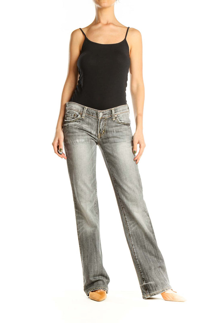 Gray Low Rise Straight Leg Jeans