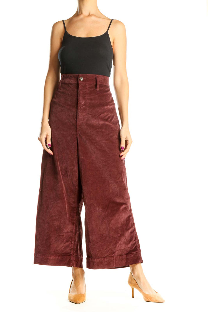 Red Textured Chic Palazzo Pants