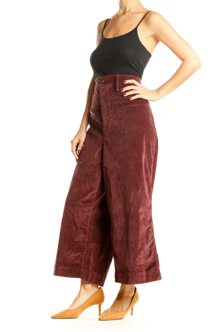 Red Textured Chic Palazzo Pants