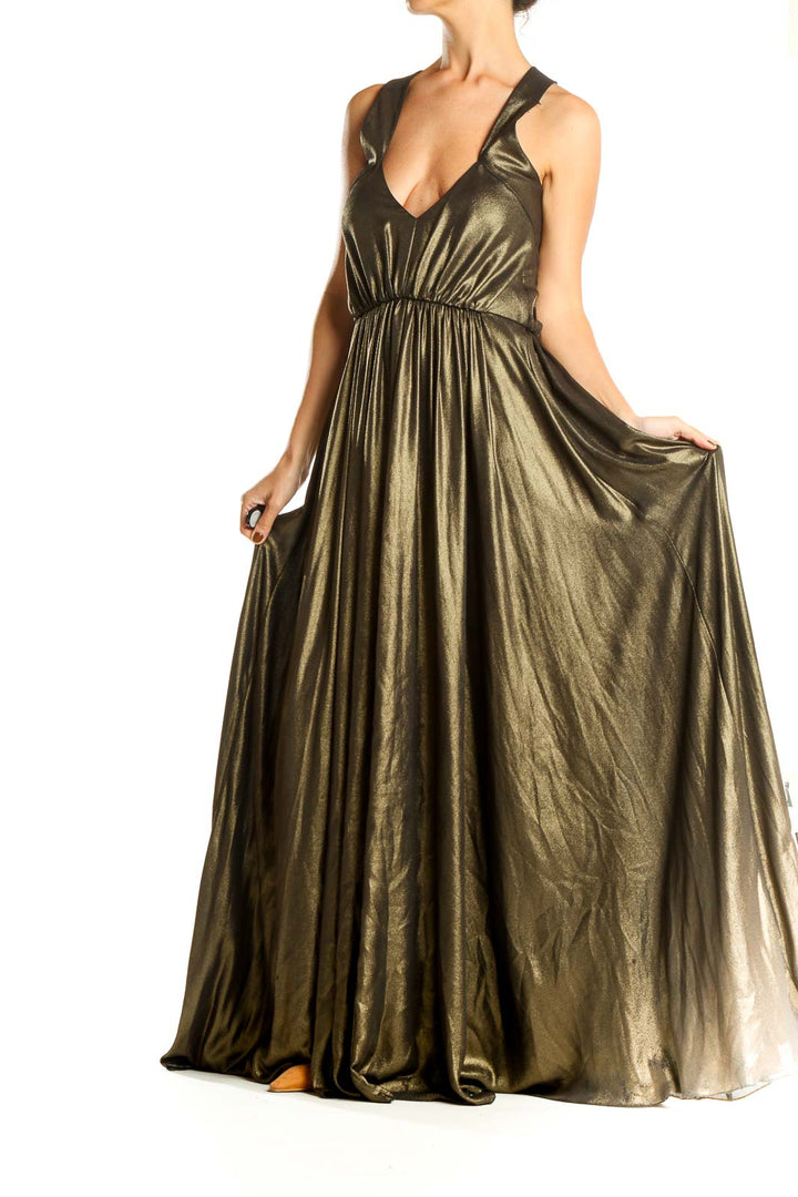 Gold Brown Shimmer Evening Dress