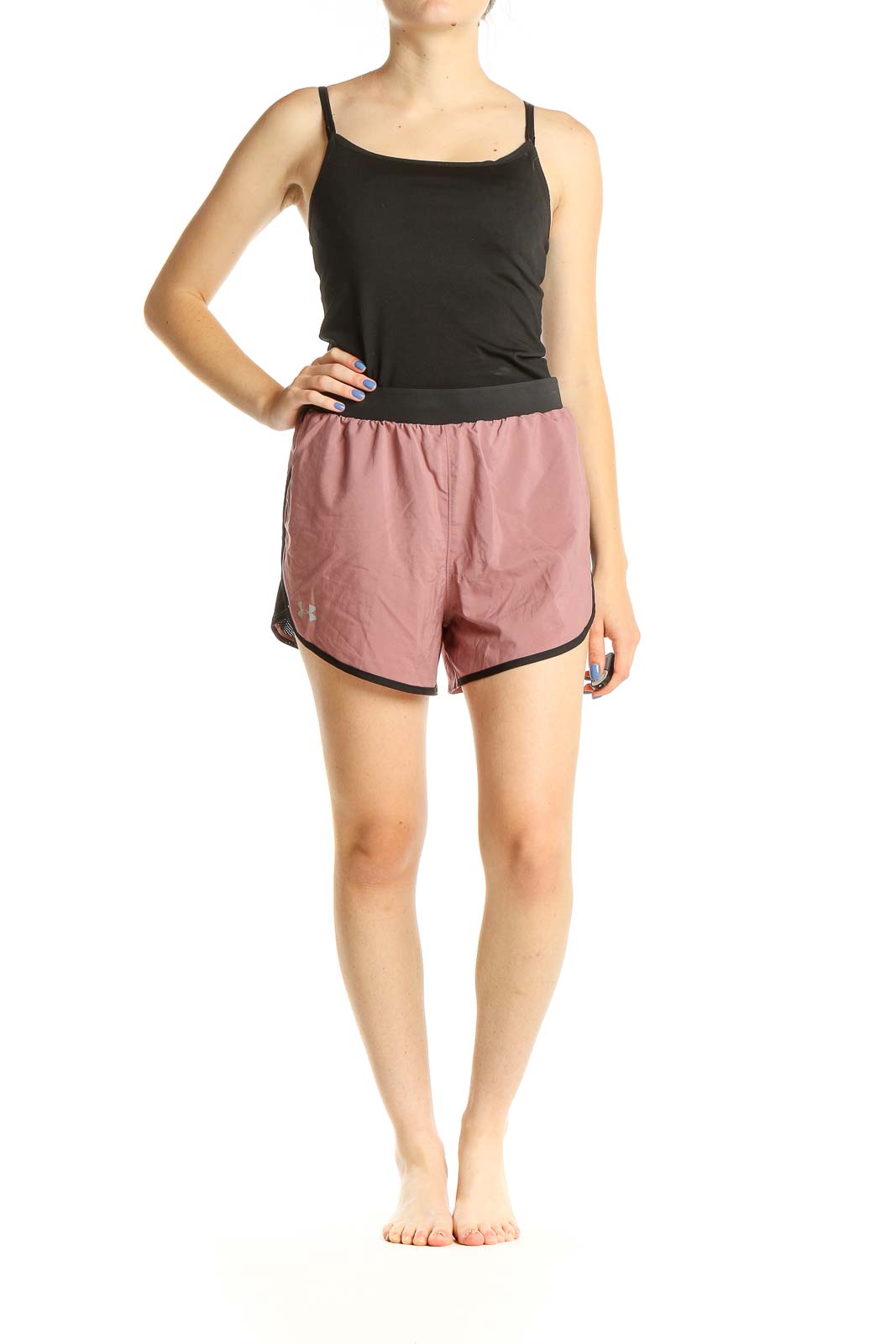 Pink Solid Activewear Shorts