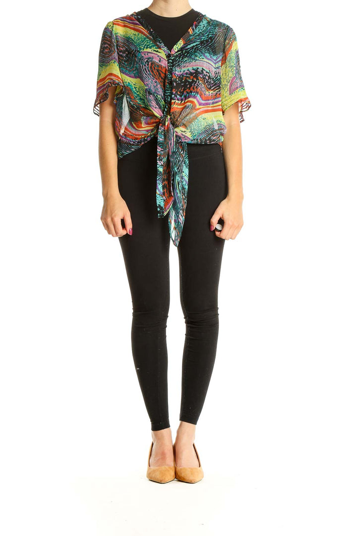 Multicolor Printed Punk Tie Blouse