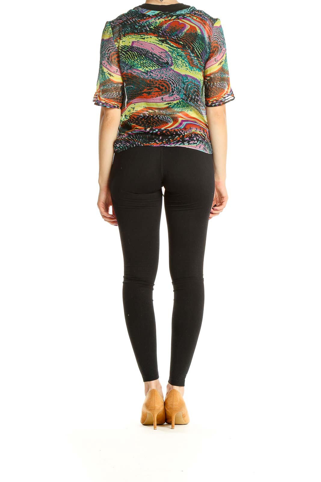 Multicolor Printed Punk Tie Blouse