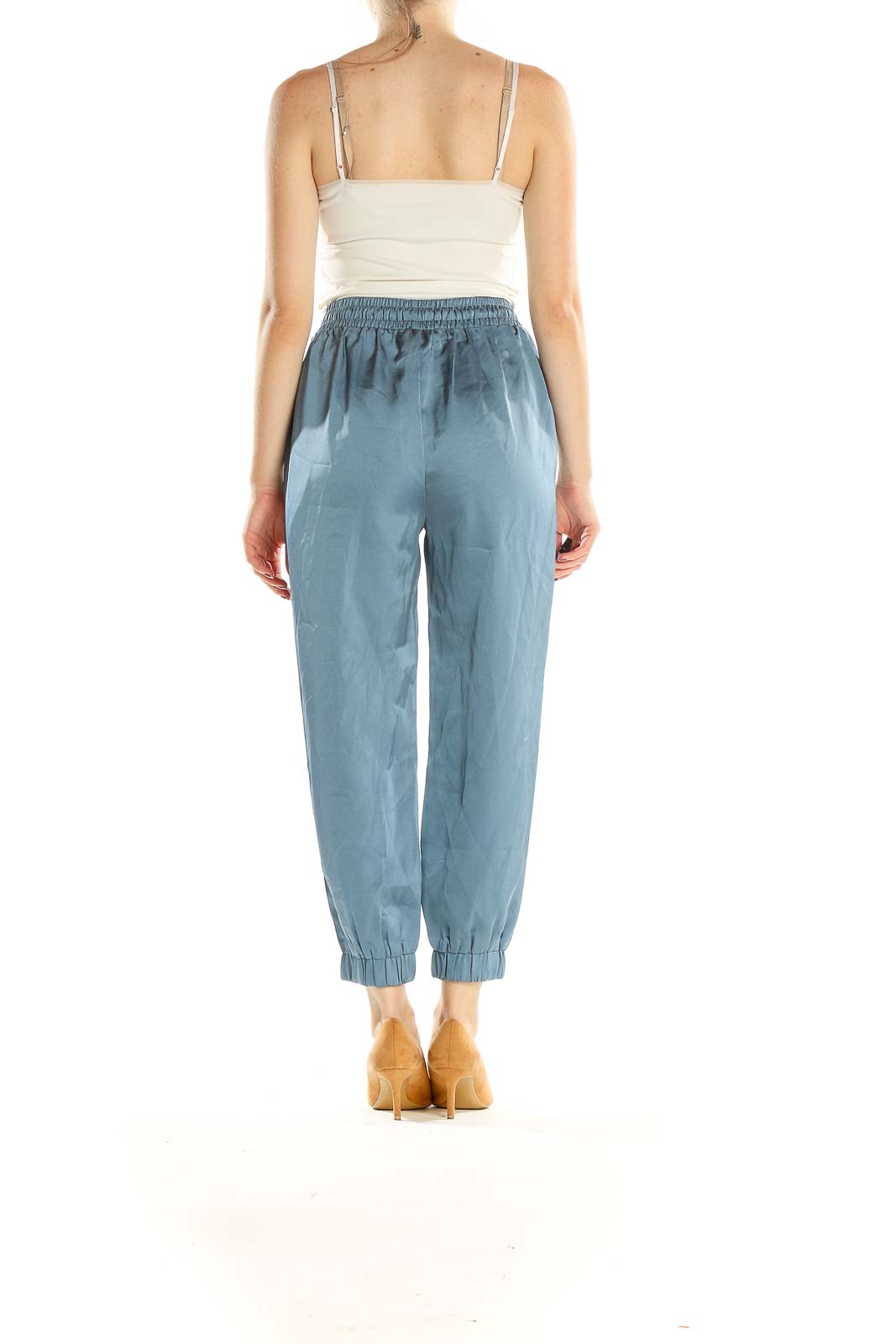 Blue Casual Drawstring Pants