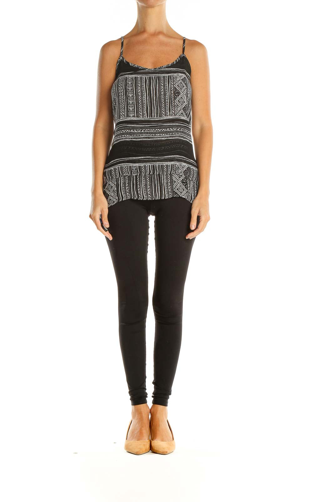 Black Aztec Print Tank Top