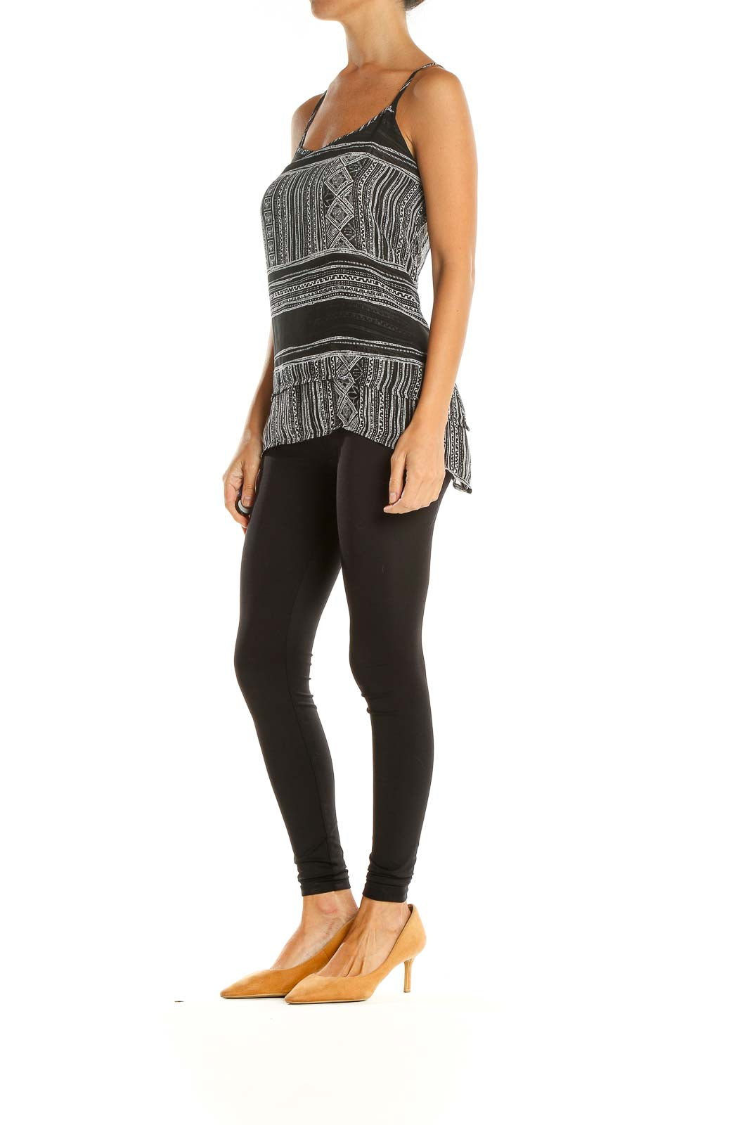 Black Aztec Print Tank Top