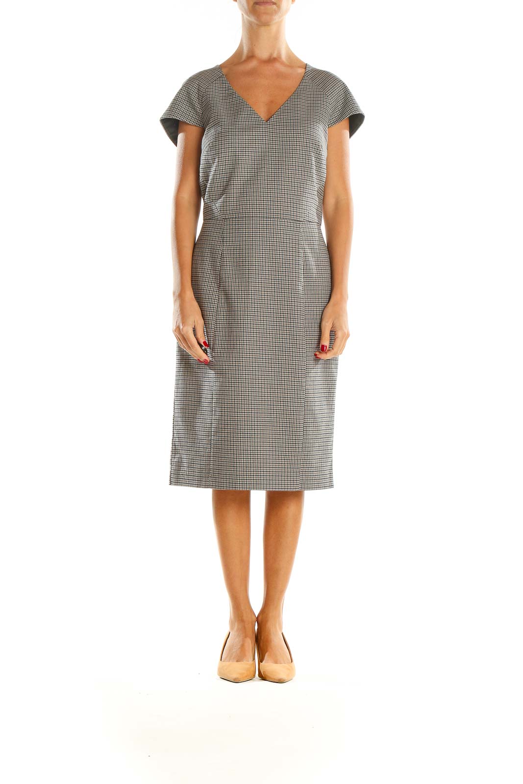 Gray Plaid Work Dress