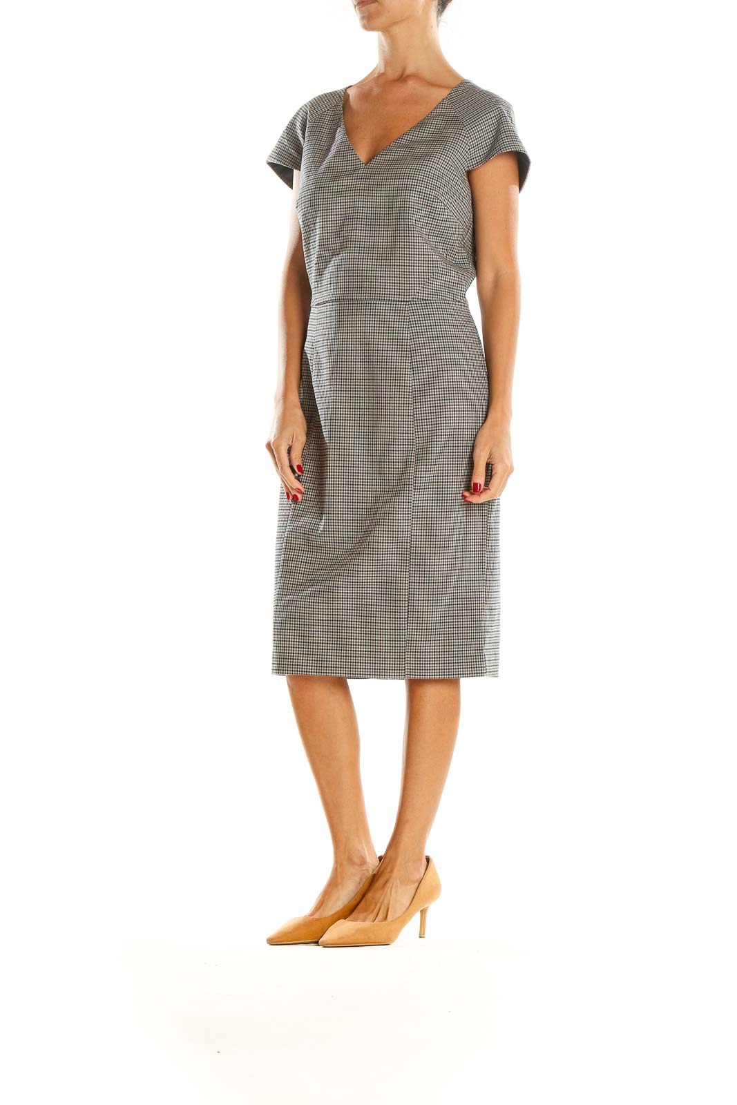 Gray Plaid Work Dress