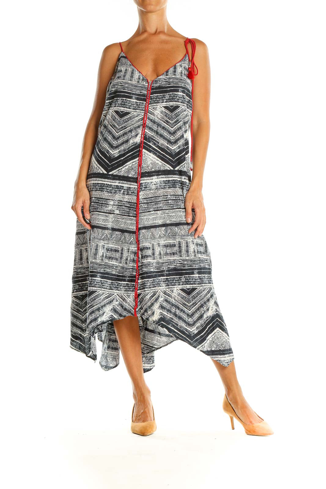 Gray Aztec Print Bohemian Fit & Flare Dress