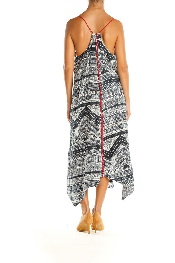 Gray Aztec Print Bohemian Fit & Flare Dress