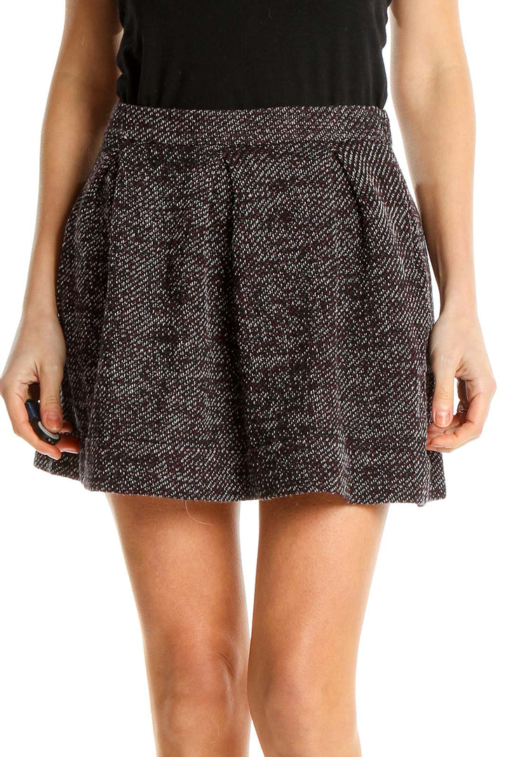 Black Woven Chic Flared Skirt