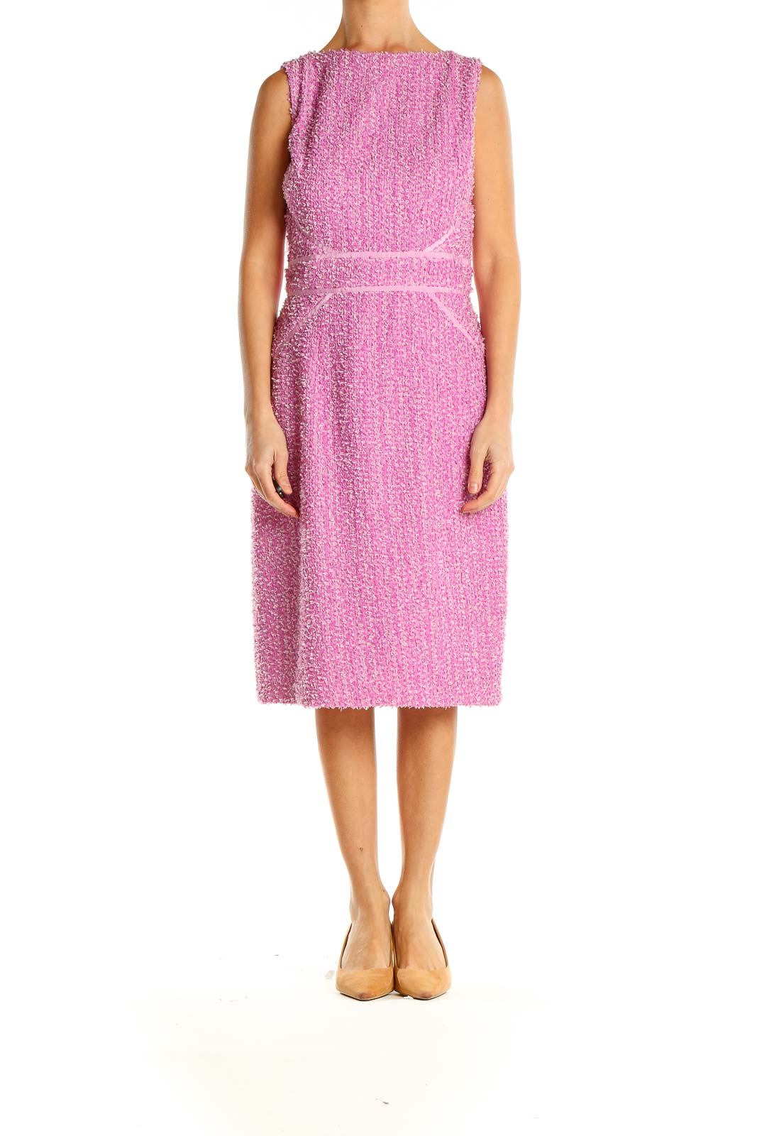 Pink Tweed Classic Sheath Dress