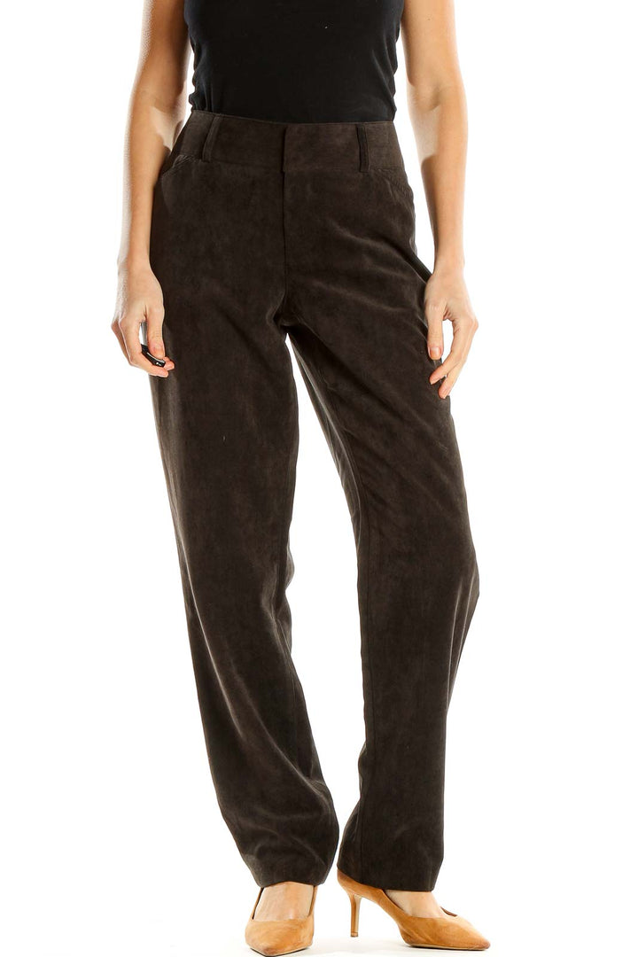 Black Textured All Day Wear Trousers