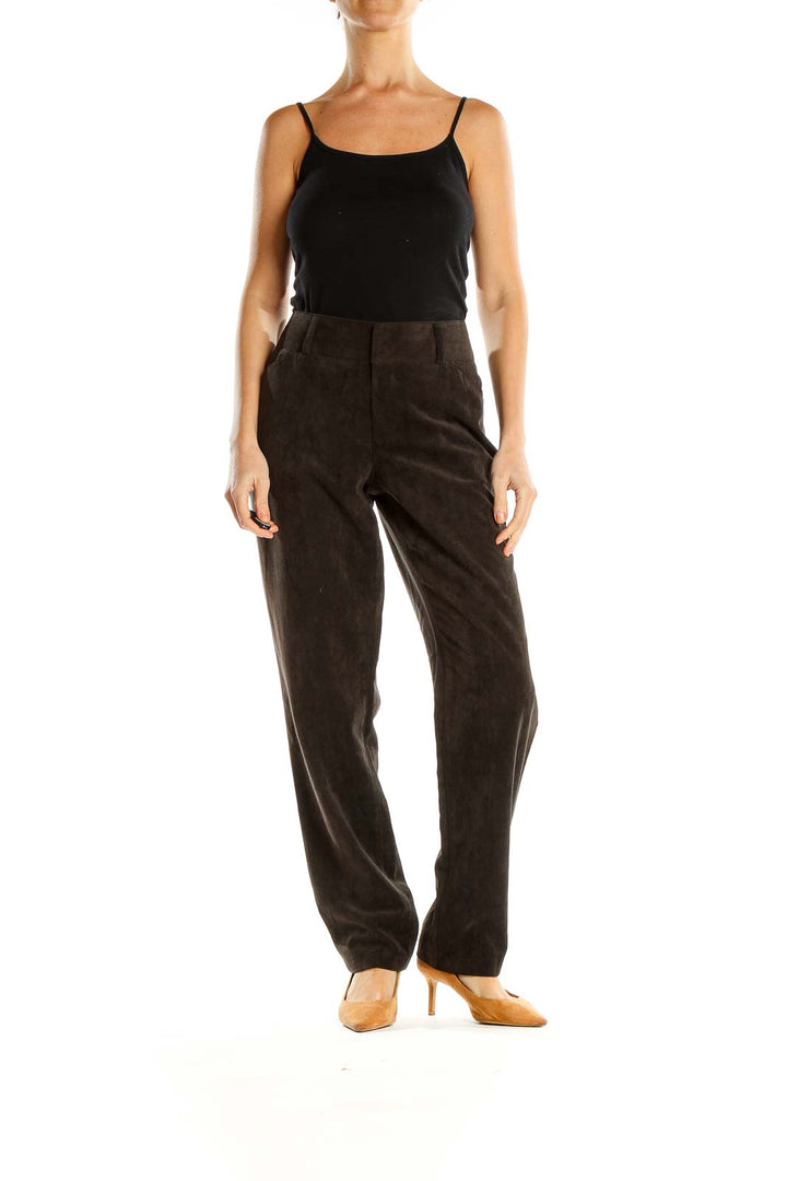 Black Textured All Day Wear Trousers