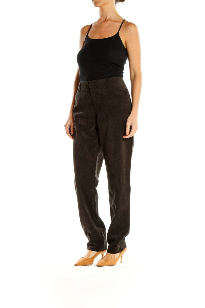 Black Textured All Day Wear Trousers