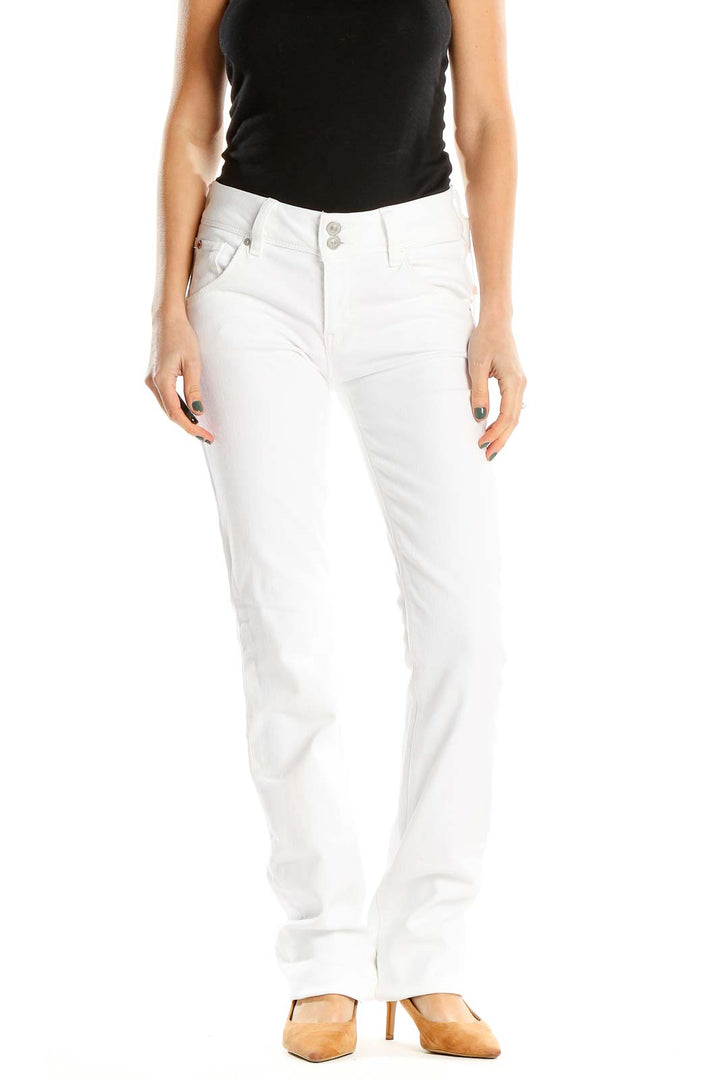 White Low Rise Bootcut Jeans