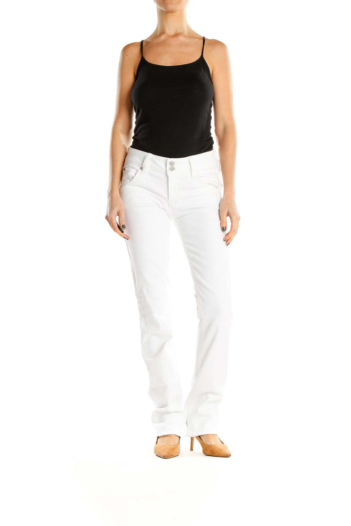 White Low Rise Bootcut Jeans