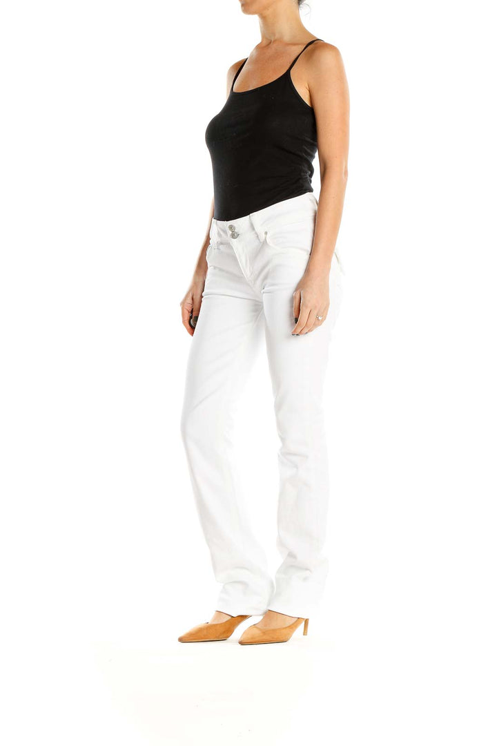 White Low Rise Bootcut Jeans