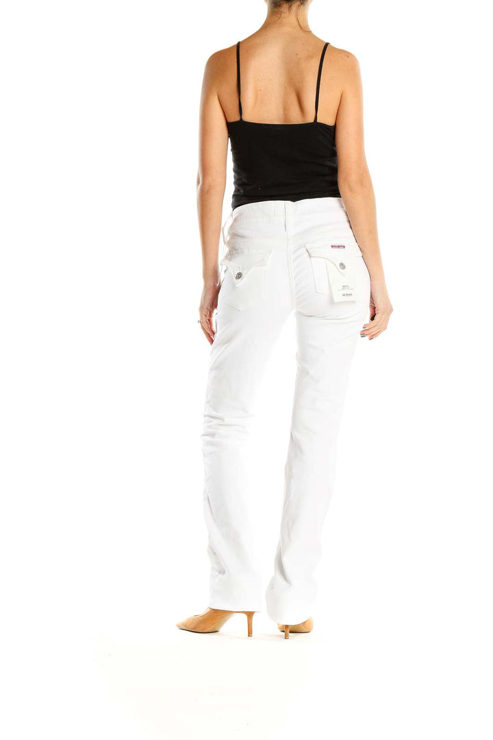 White Low Rise Bootcut Jeans