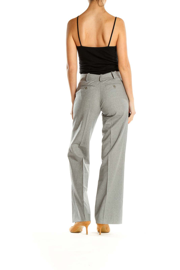 Gray Textured Classic Wide Leg Trousers