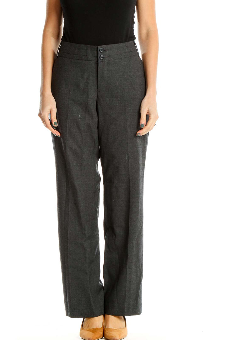 Gray Solid Classic Trousers