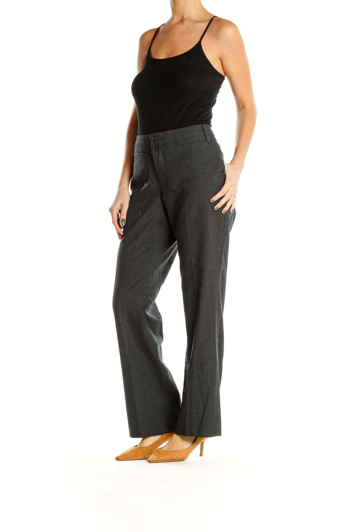 Gray Solid Classic Trousers