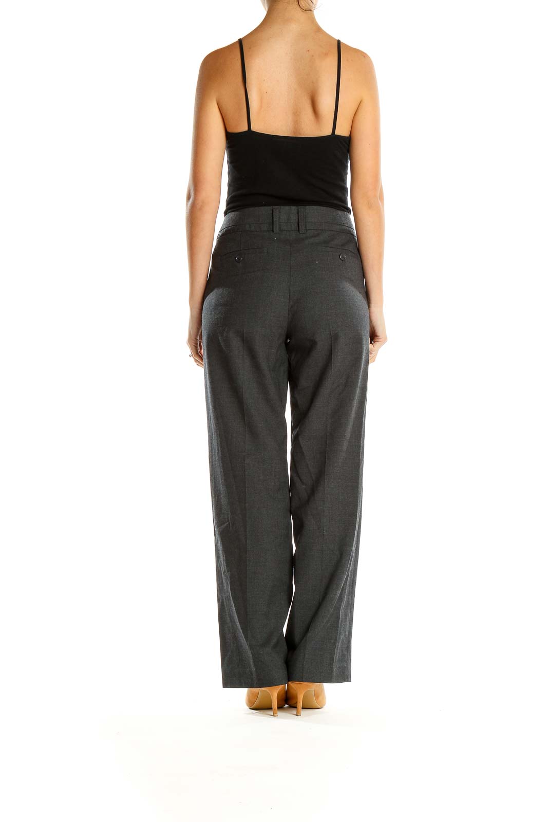 Gray Solid Classic Trousers