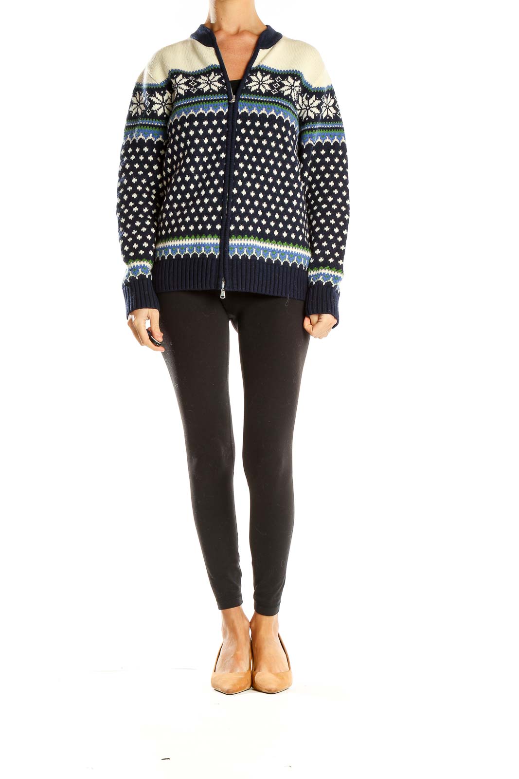 Blue Nordic Print Holiday Sweater