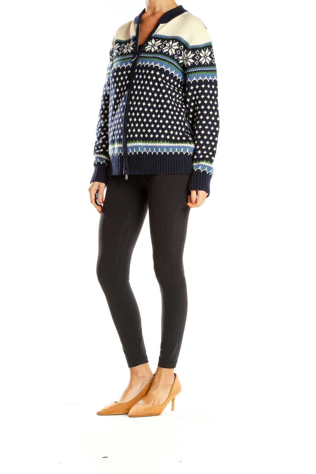 Blue Nordic Print Holiday Sweater