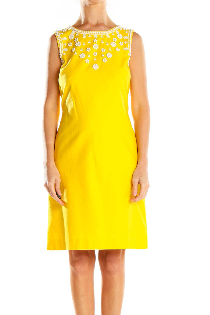 Yellow Embellished Sheath Dress