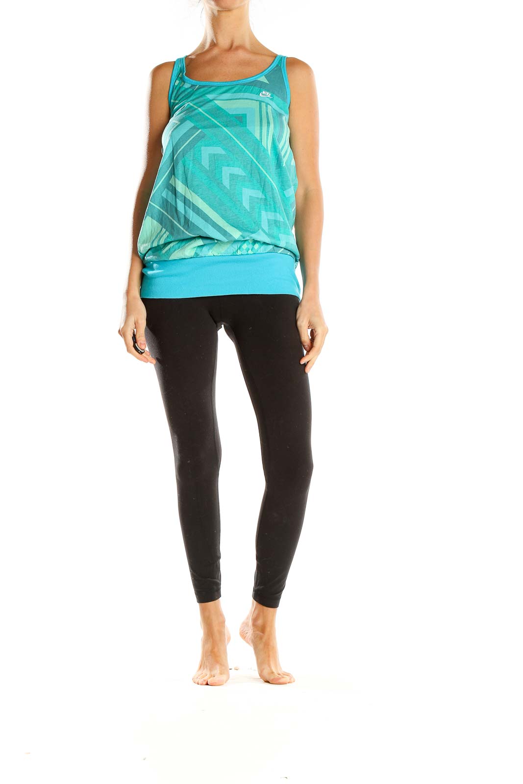 Blue Printed Activewear Top