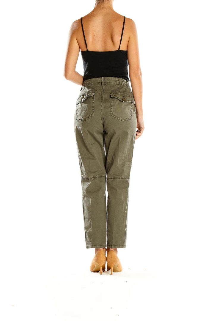 Green Embroidered Casual Cargos Pants